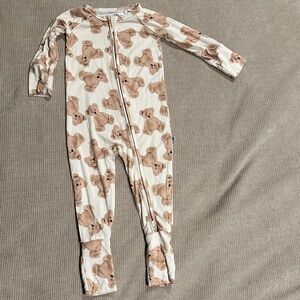 Adorable Bear Print Zip-Up Footie Pajama